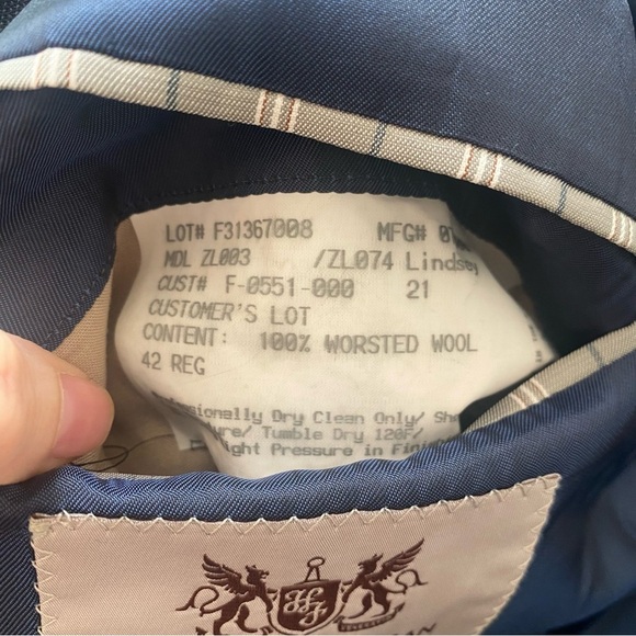 navy blue Hickey Freeman blazer jacket sport suit coat made in USA 42 regular - Picture 3 of 8